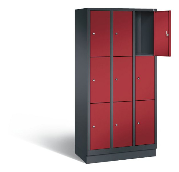 C+P lockerkast Evolo, H1800xB900xD500mm, kleur: zwartgrijs/robijnrood, 48020-303 S10030