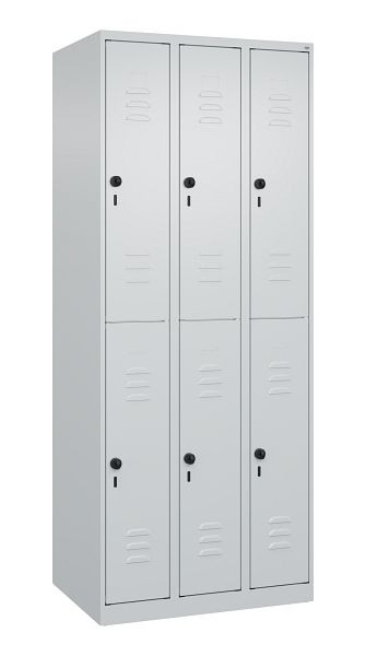 C+P Doppelstöckiger Spind Classic PLUS, 3 Abteile, 1850x750x500mm, 7035/7035, Drehriegel, 080300-39 S10008
