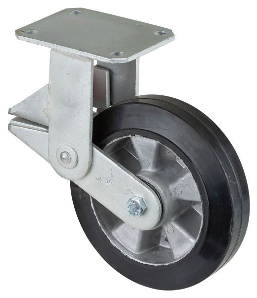 BS rollen Zwenkwiel, bokwiel, breedte 50 mm, Ø200 mm, tot 450 kg, zwarte elastische banden, aluminium wiellichaam, kogellagers, T110.B80.200