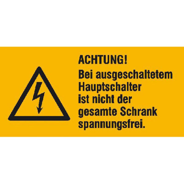 Stone HGS elektrisch markering/waarschuwingscombinatiebord, LET OP! Met de hoofdschakelaar uitgeschakeld..., 52 x 26 mm / folie, vel van 9, 30.1324