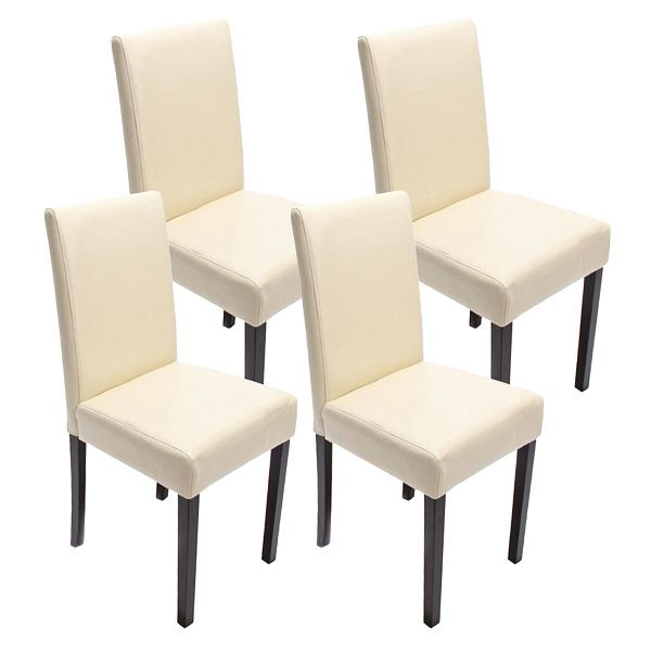 Mendler set van 4 eetkamerstoelen stoel keukenstoel Littau, kunstleer, creme donkere poten, 28648