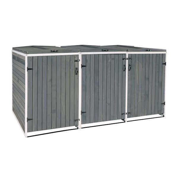 Mendler XL HWC-H74 3/6 vuilnisbakbekleding, vuilnisbak, uitbreidbaar 120x75x96 hout, grijswit, 80478+80479+80477