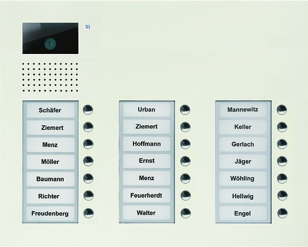 TCS video-huisdeurstation serie AVU met 21 belknoppen (rechts uitgelijnd), 3-koloms, UP wit, AVU16210-0019