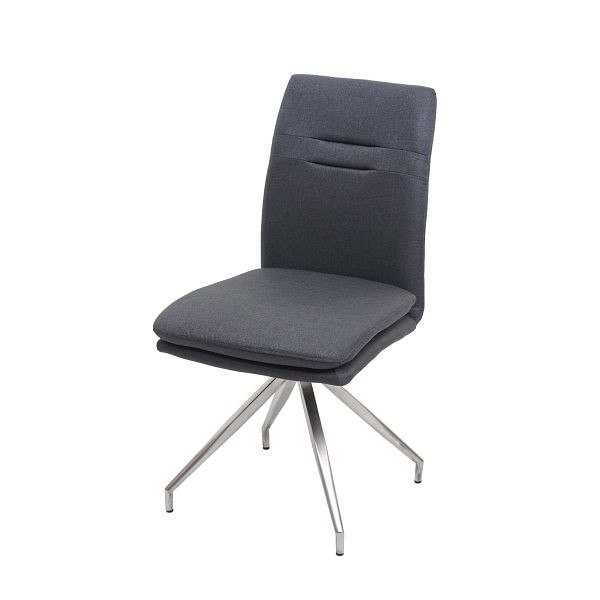 Mendler eetkamerstoel HWC-H70, keukenstoel, fauteuil, stof/textiel geborsteld RVS, donkergrijs, 73920