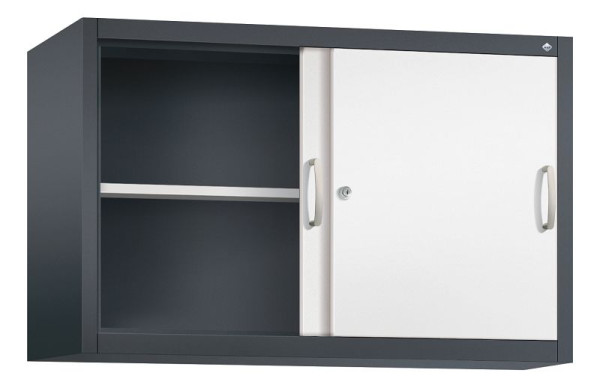 C+P bovenkast Acurado, H790xB1200xD400mm, kleur: zwartgrijs / verkeerswit, beugelgreep, 2 niveaus, 2045-00 S10167