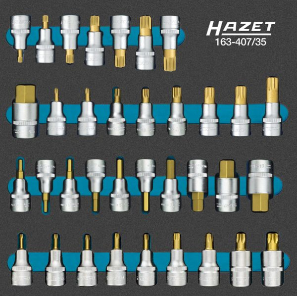 Hazet schroevendraaierdopsleutelset, hol vierkant 12,5 mm, binnenzeskantprofiel, intern meertands profiel XZN, 163-407/35