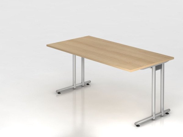 Hammerbacher bureau C-poot 160x80cm eiken/zilver, werkhoogte 72 cm, VNS16/E/S