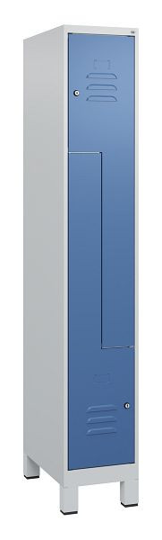 C+P Z-Spind Classic PLUS, voeten, 2 vakken, 1800x300x500mm, 7035/5023, cilindersloten, 0800137-102 S10020