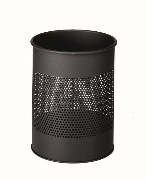 DURABLE metalen prullenbak rond 15, geperforeerd, 165mm, antraciet, 331058