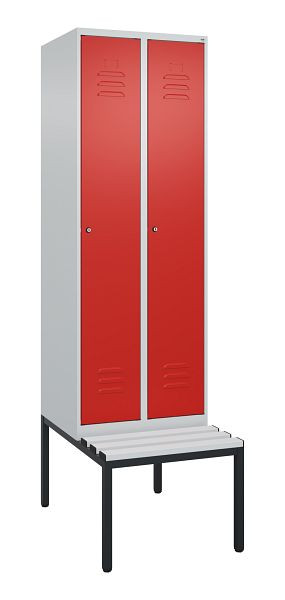 C+P luierkluis Classic PLUS met middenwand, 2 vakken, 2120x600x815mm, 7035/3020, cilindersloten, 0800507-20F S10017