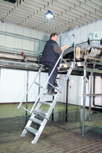 Euroline trap - klimhoek 45° - tredebreedte 600mm met 4 treden, verticale ladderhoogte 0,88m, 5104104