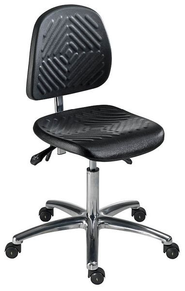 Bedrunka + Hirth industriedraaistoel met wielen, ESD uitvoering, zithoogte 490 - 630 mm, draagvermogen 120 kg, zitting: PU zwart, 05.94.34