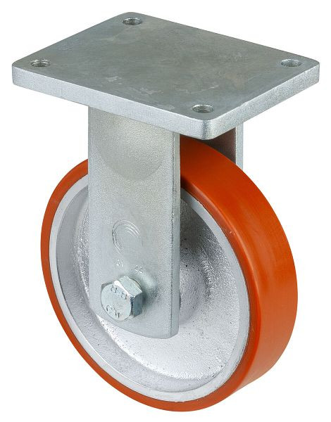 BS Rolls Zwaarlastwiel, bokwiel, wielbreedte 50 mm, wiel-Ø 200 mm, draagvermogen 1000 kg, polyurethaan gegoten 95 Shore A, gegoten, kogellager, RR110.C10.201