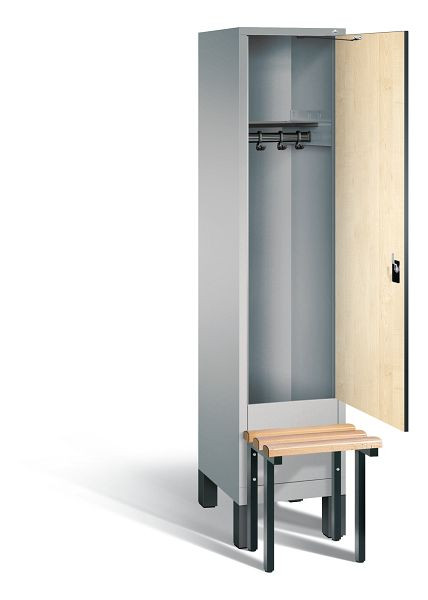 C+P Evolo garderobe, H1850xW420xD815mm, kleur: wit aluminium / Donau esdoorn decor, 48030-12 S10099