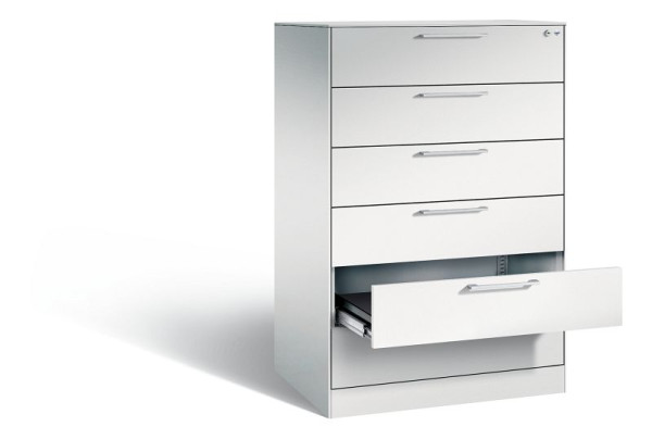 C+P ladekast Asisto, H1310xB800xD600mm, kleur: lichtgrijs, beugelgreep, 146223-624 S10008