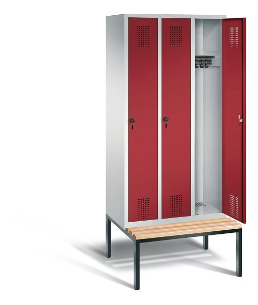 C+P Evolo garderobe, H2090xW900xD815mm, kleur: lichtgrijs/robijnrood, 48050-30 S10006