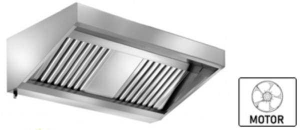 A&S Gastro wandafzuigkap RVS inclusief ingebouwde ventilator (230 V), rondom vetopvangkanaal, vetaftapkraan, 1.000 x 700 x 450 mm, WM100/70