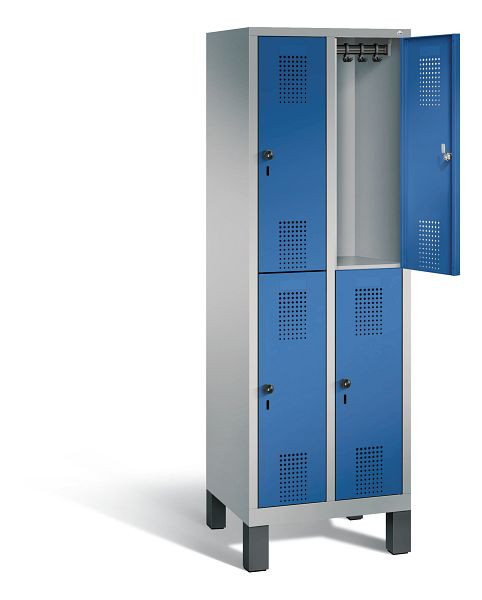 C+P locker dubbeldekker Evolo, H1850xB610xD500mm, kleur: wit aluminium / gentiaanblauw, 48310-20 S10415