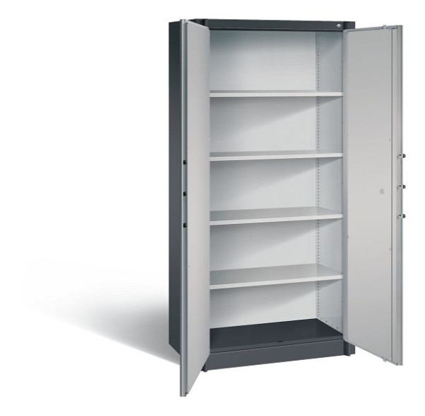 C+P brandwerende kast Certos, H1950xW930xD500mm, kleur: zwart grijs/wit aluminium, dagschoot, 5 OH, 1170-00 S10008