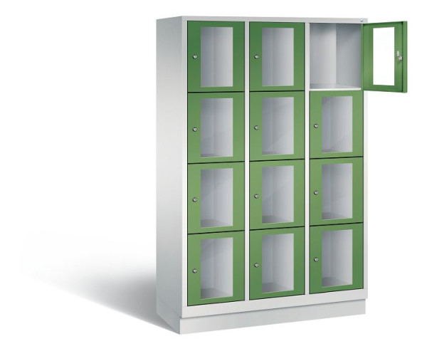 C+P lockerkast Classic, H1800xB1200xD500mm, kleur: lichtgrijs / reseda groen, 8020A324 S10005