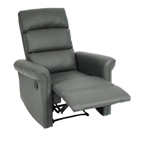 Mendler TV-fauteuil HWC-J96, relaxfauteuil, loungestoel, ligfunctie verstelbaar imitatieleer, grijs, 86226