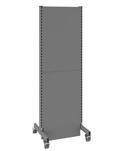 DENIOS mobiele akoestische scheidingswand, basisveld, B 625, H 2000 mm, tweezijdige akoestische geperforeerde plaat, grijs, 293068
