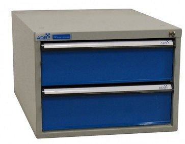 ADB ladekast met twee laden, buitenafmetingen van de romp: HxBxD: 400 mm x 535 mm x 700 mm, romp lichtblauw, 52542