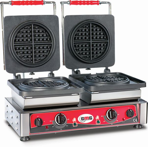 GMG Amerikaans wafelijzer, 2x (Ø16 x 1,5cm), verwisselbare bakplaat, zeer eenvoudig te monteren, 50° tot 300°C, makkelijk schoon te maken, WE-26