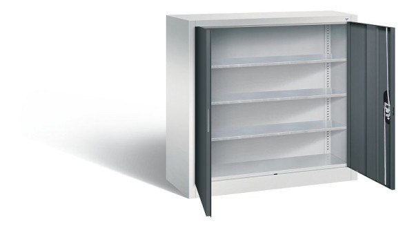 C+P tijdschriftenkast serie 13, H1000xB1000xD420mm, kleur: lichtgrijs / antracietgrijs, verzonken handgreep, 133944-21 S10041