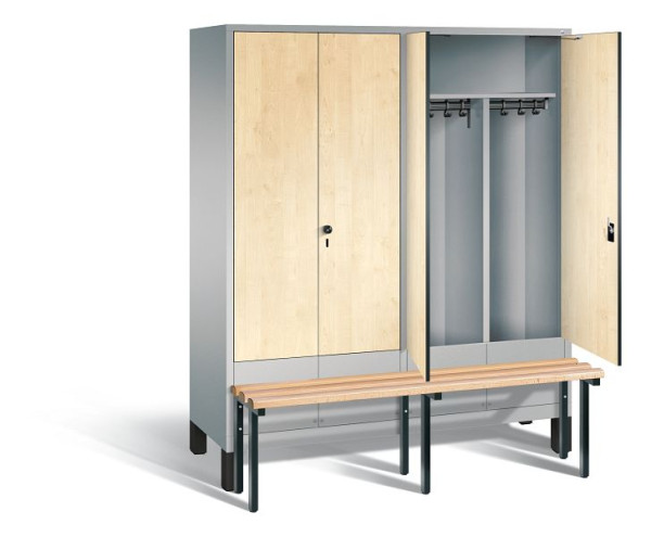 C+P zwart wit kastje Evolo, H1850xW1590xD815mm, kleur: wit aluminium / Donau esdoorn decor, 48032-42 S10085