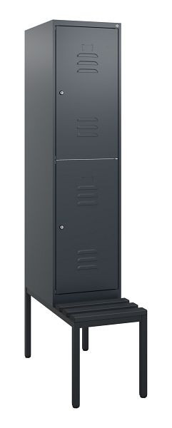 C+P dubbeldekskast Classic PLUS, 1950x400x815mm, 7016/7016, cilindersloten, met bank eronder, 0803505-12 S10087