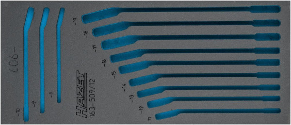Hazet 2-componenten zachtschuiminleg, voor 163-509 Afmetingen / lengte: 392 mm x 172 mm Organisatiesysteem maat: 1/3+ (172 x 392 mm), 163-509L