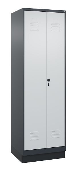 C+P Mehrzweckschrank Classic PLUS, Putzmittel-Spind, Sockel, 2 Abteile, 1950x600x500mm, 7016/7035, Drehriegel, 080120-00 S10013