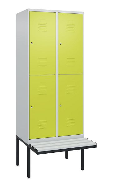 C+P dubbeldekskast Classic PLUS, 2 compartimenten, 2120x800x815mm, 7035/0024, cilindersloten, zwevende zitting, 0803407-22 S10025