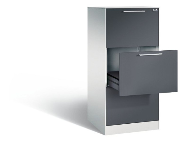 C+P archiefkast Asisto, H1310xB562xD600mm, kleur: lichtgrijs/zwartgrijs, beugelgreep, 146224-322 S10019