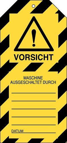 DENIOS tag voor waarschuwing "Let op", incl. kabelbinders, VE: 10 stuks, 209-705