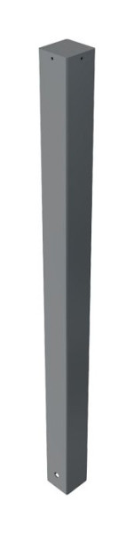 Schake stijlpaal van vierkante buis 80x80mm, met platte kop, ca. 900mm boven de grond, thermisch verzinkt en DB 703 gecoat, stationair voor inbeton, 4081B