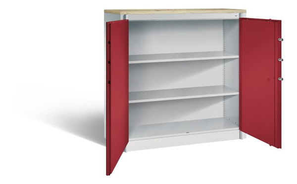 C+P brandbeveiligingskast Certos, H1226xB1200xD500mm, kleur: lichtgrijs/robijnrood, handgreep, 3 OH, 1181-00 S10560