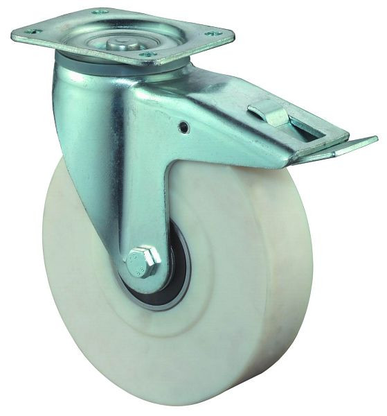 BS Wielen Zwaarlastwiel met rem, breedte 55 mm, Ø125 mm, tot 1000 kg, loopvlak/wielmidden gegoten polyamide, kogellager, L620.B16.125