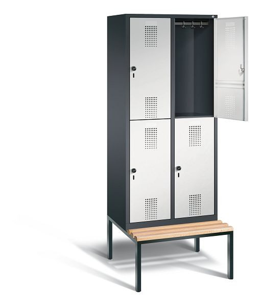 C+P locker dubbeldekker Evolo, H2090xW810xD815mm, kleur: zwartgrijs/lichtgrijs, 48350-22 S10094