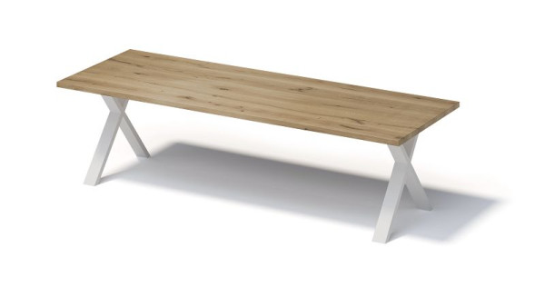 Bisley Fortis tafel Regular, 2800 x 1000 mm, rechte rand, geolied oppervlak, X-frame, oppervlak: naturel / frame kleur: verkeerswit, F2810XP396