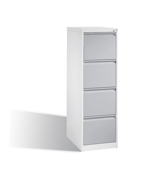 C+P archiefkast Acurado, H1357xB433xD590mm, kleur: verkeerswit/wit aluminium, handgreep, 12434-321 S10042