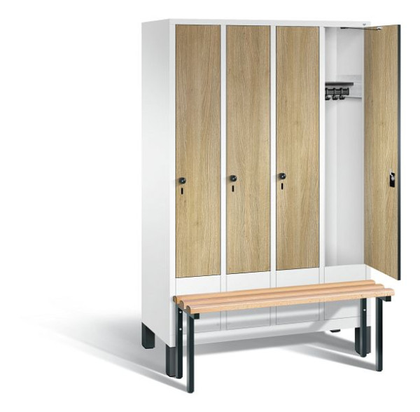C+P garderobe Evolo, H1850xB1190xD815mm, kleur: verkeerswit / decor eiken Sereno, 48030-40 S10246