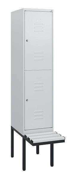 C+P dubbeldekskast Classic PLUS, 1950x400x815mm, 7035/7035, cilindersloten, met basisframe en zwevende zitting, 0803405-12 S10084