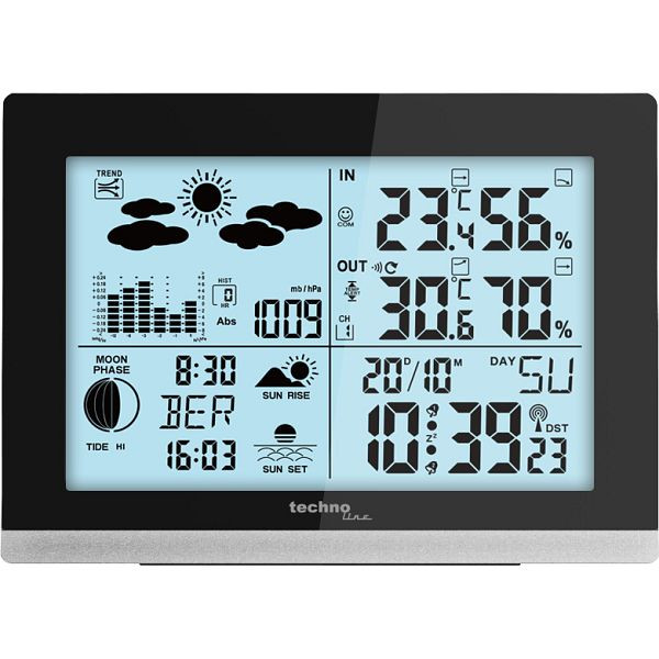 Technoline weerstation, radioklok DCF-77 met handmatige instelmogelijkheid, afmetingen: 158 x 113 x 40 mm, WS 6762