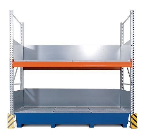 DENIOS Combi-Shelf 3 K6-I met gelakte lekbak, voor 6 IBC's van elk 1000 liter, bevestigingsveld, 199-730