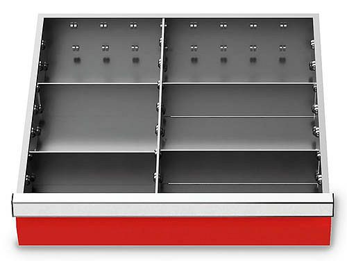 Bedrunka + Hirth metalen tussenschot set 5 delig, R 18-16, paneelhoogte 75 mm, 1 x MF 400 mm, 2 x TW 200 mm, 2 x TW 250 mm, 146-135-75