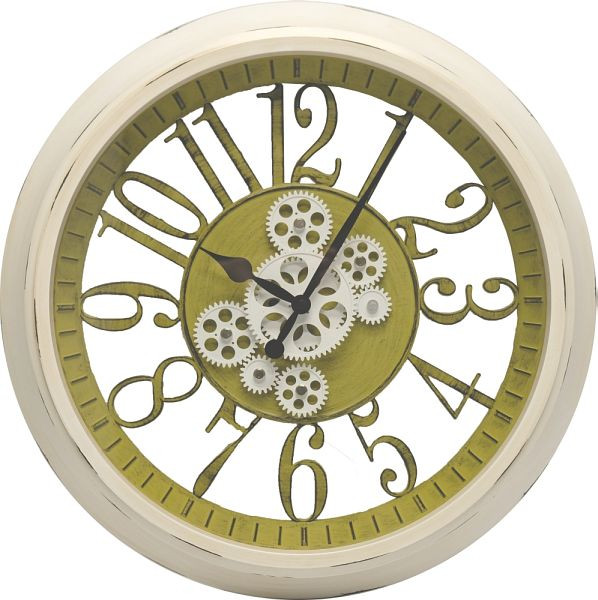 Technoline quartz wandklok wit, beweegbare tandwielen dankzij extra batterijen, afmetingen: Ø 50,5 cm, WT 1580 wit