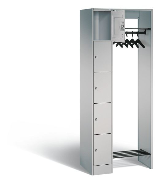 C+P open garderobe serie 8070, H1950xW740xD480mm, kleur: wit aluminium, 80700-00 S10111