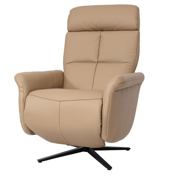 Mendler relaxstoel HWC-L10, design tv-stoel, tv-stoel, ligstoel, ligfunctie, volledig leer, taupe, 98380